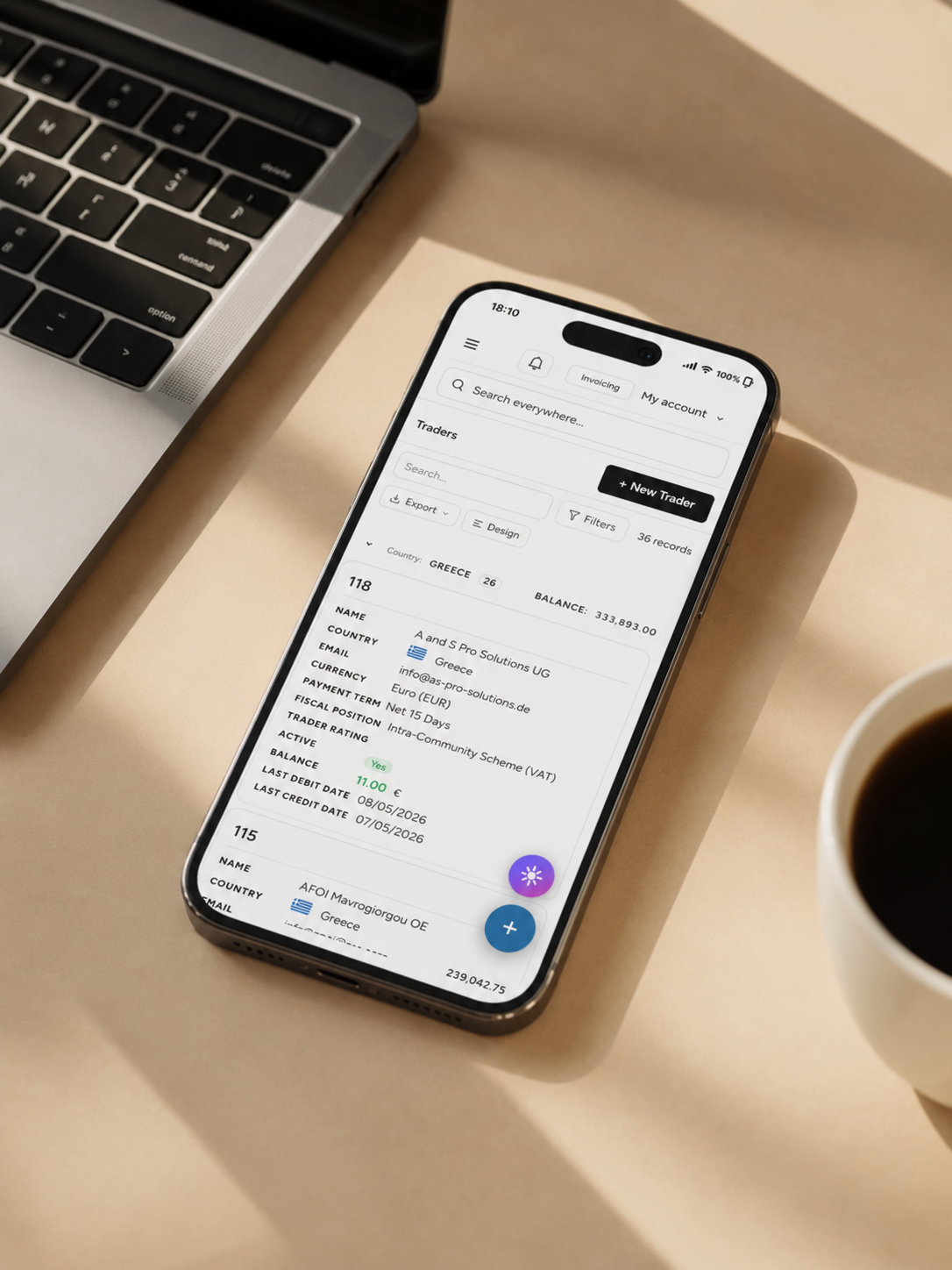 MyMera invoicing on a phone